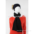 Manufacturer flat knit women pure cashmere hat scarf set